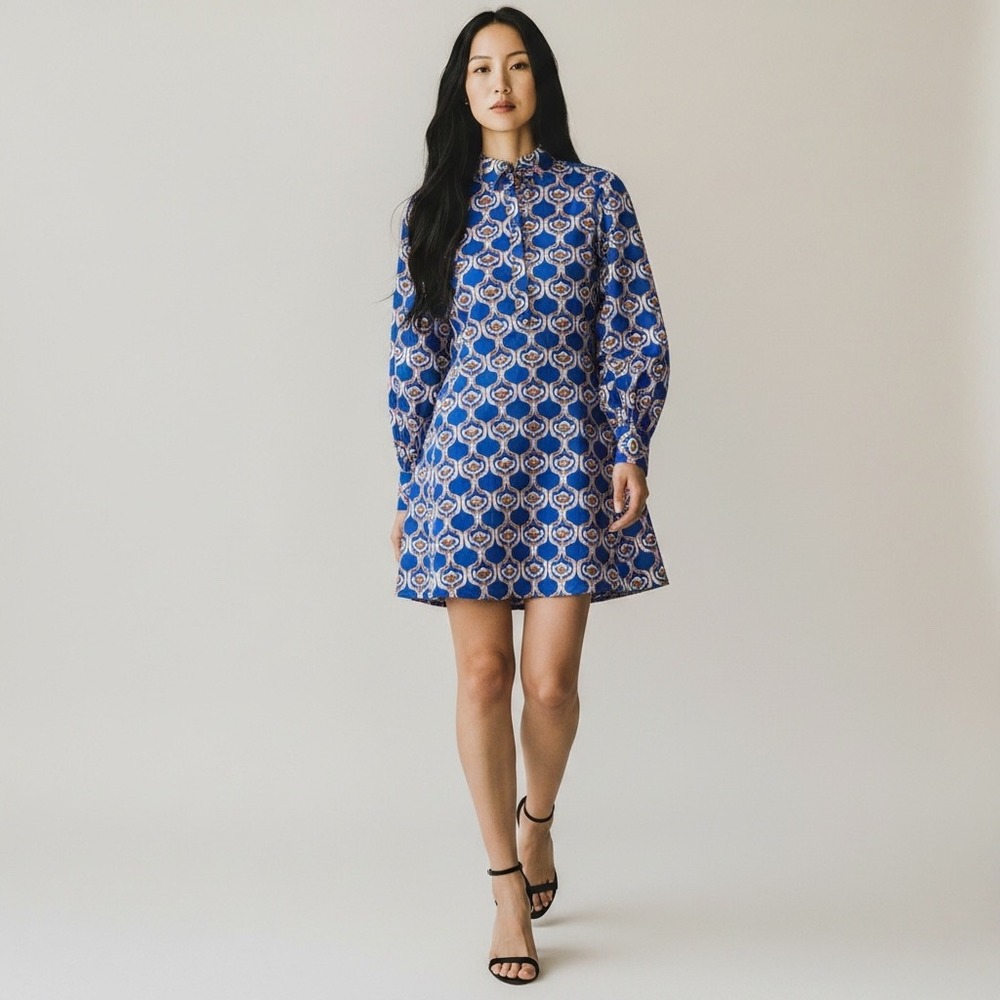 Ro's Garden Giuliana Dress Women S Blue Pink Floral Geometric Mini Boho Chic NWT